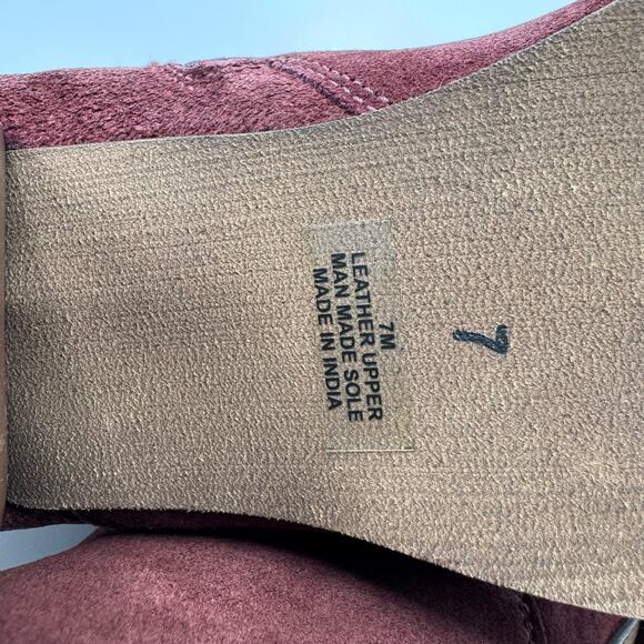 Diba Sleek Buckle Ankle Bootie Side Zipper Block Heel Burgundy Womens Size US 7 - Picture 8 of 10